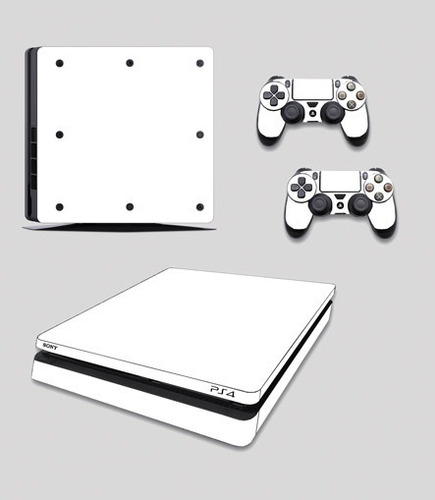 Skin Personalizado Para Ps4 Slim Color Blanco Con Logos