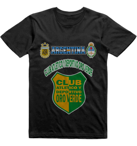 Remera Infantil Negra Club Oro Verde El Dorado Misiones