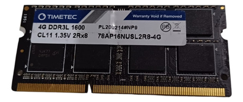 Memoria Ram Timetec Notebook 4gb 78ap16nusl2r8 Negro 1.35v