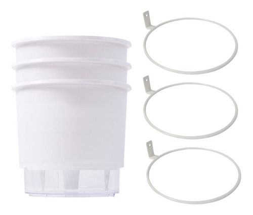 Imagem 1 de 7 de 3 Vasos Raiz Auto Irrigável Branco N3 Com Suporte De Parede
