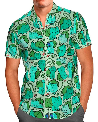 Camisa Bulbasaur Collage Pokemon Anime Manga 