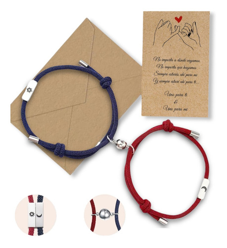 Pulsera Para Pareja Magnética Con Iman Luna Sol Regalo Amor