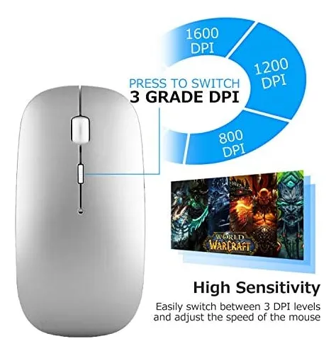 Mouse Inalámbrico Shuguotu, 2.4g Slim Mute Silent Click Mous