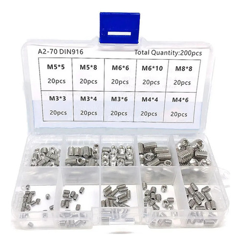 Juego Tornillos Inox M3/m4/m5/m6/m8 Juego De 200 Piezas+orga