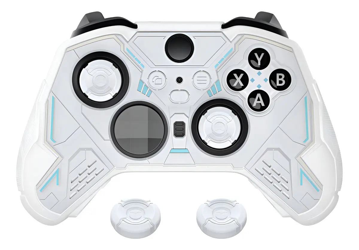 Funda de Silicona Playvital Stellar Mecha para Xbox Elite Series 2, Blanco Cálido y Nieve