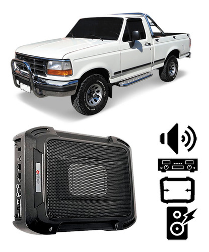 Caixa Slim Ford F-1000 1993 A 1998 350w Rms Amplificada