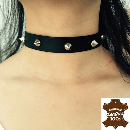 Gargantilla Choker Cuero Taches Gotica Collar Punk Rock