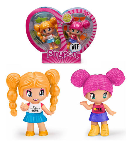 Pack 2 Muñecas Pinypon - Cabello Amarillo Y Cabello Rosado