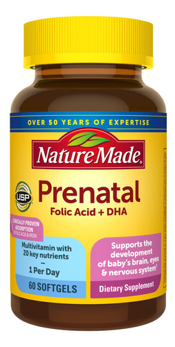 Nature Made Suplemento Alimenticio Prenatal + Dha 200 Mg 60