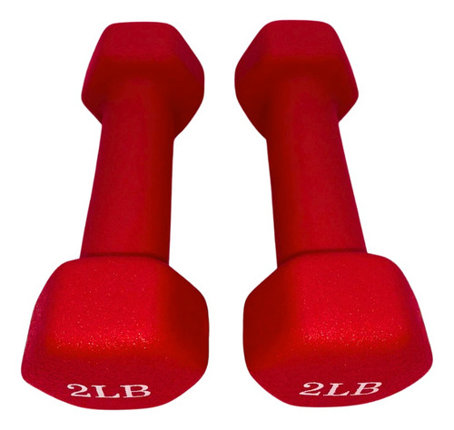 Par Mancuernas Recubiertas Neopreno 2lbs Wod Pro Gym Color Rojo