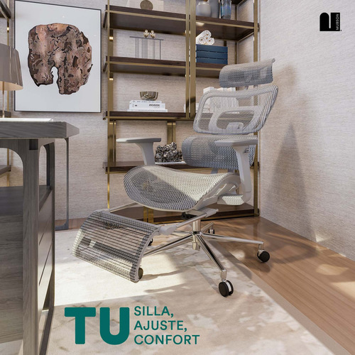 Silla Oficina Ultra Ergonómica Reclinable C Soporte Lumbar Color Gris Material del tapizado Tela