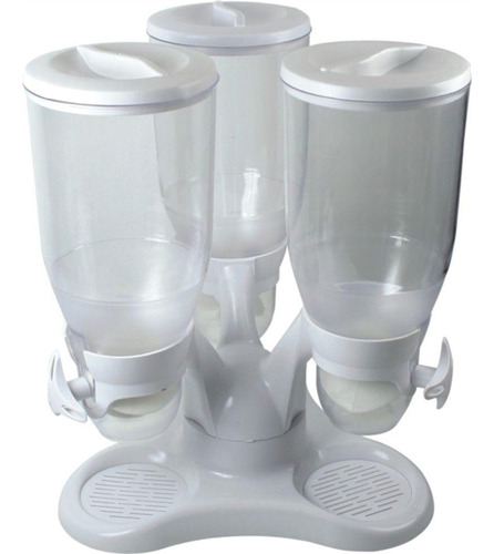 Dispenser Triplo De Alimentos Giratório 3 Potes Mantimentos