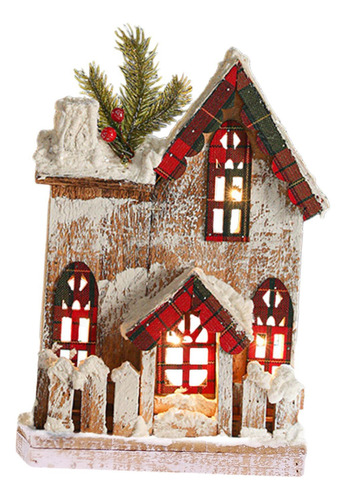 Casa De Nieve Navideña Cabaña De Troncos Luminosa Estilo A