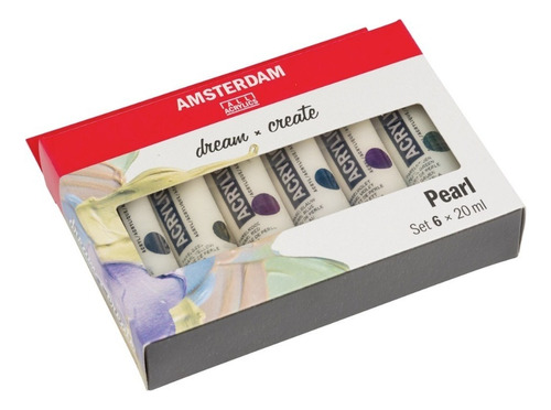 Conjunto Amsterdam de 6 cores de pérola acrílica de 20 ml (pérola)