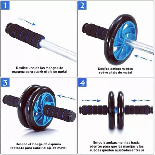 Kit Ejercicio 12 Rodillo Abdominal Barras Push-up Ejercitado