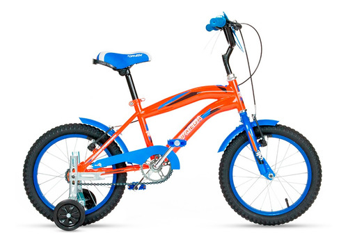 Bicicleta infantil TopMega Superhéroes Crossboy R16 frenos v-brakes color naranja con ruedas de entrenamiento  