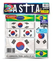 Comprar Kit 8 Adesivos Resinado Coreia Do Sul Bandeiras