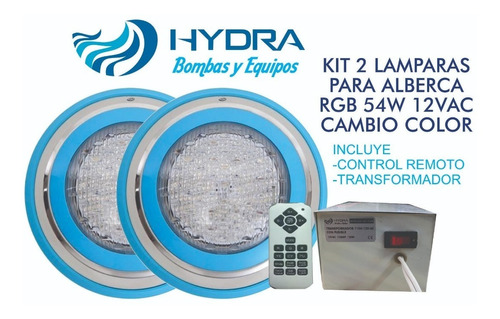 Kit 2 Lámparas Led De Piscina Alberca Acero Inoxi C/transf