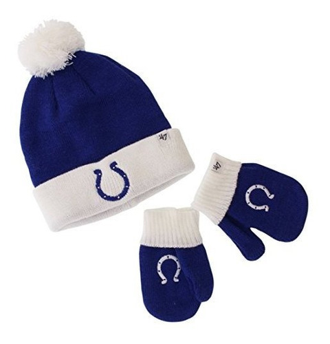 '47 Infantil De Punto Indianapolis Colts Sombrero Y Manoplas