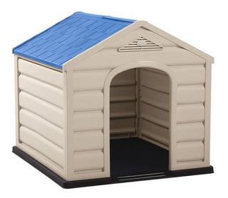 Casa Para Perro Plástica Techo Azul 58x61x68