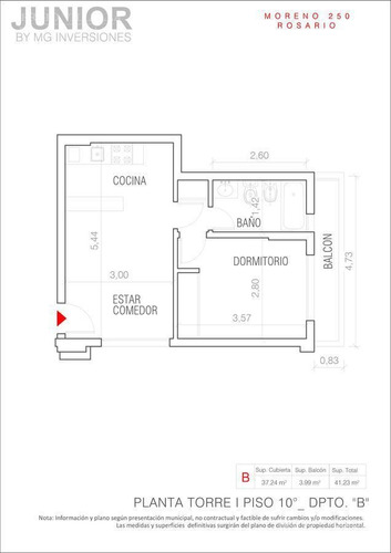 Imagen 12 de 14 de Departamento De 1 Dormitorio En Venta En Rosario