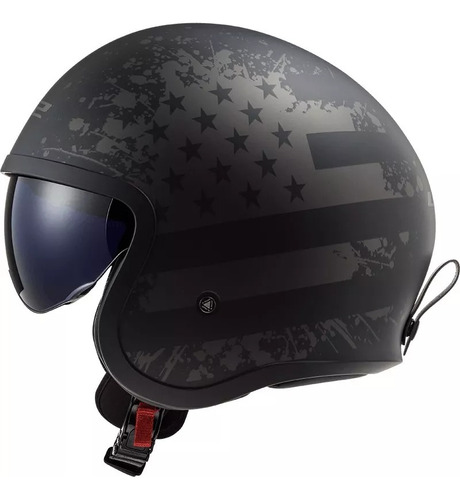 Casco Ls2 Abierto 599 Negro Gris Spitfire Black Flag 