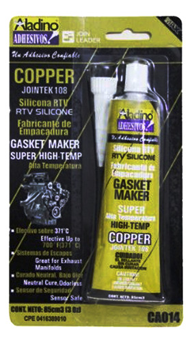 Silicona Rtv Empacaduras Aladino Blister Cooper 85ml