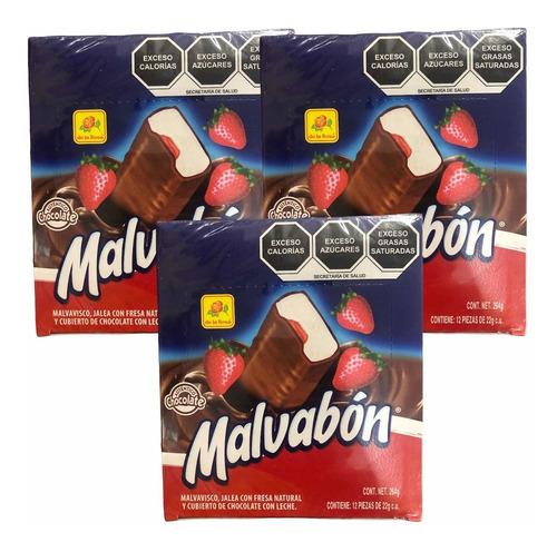 Malvavisco Con Chocolate Fresa Malvabón 36 Pzas De 22 G C/u