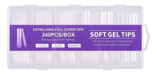 Uñas Postizas Tip Xxxl Caja Con 240 Uñas Press On,trasparent