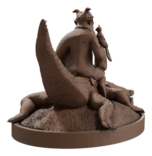 Estátua Imagem Agares - Ars Goetia Cor Cor Madeira