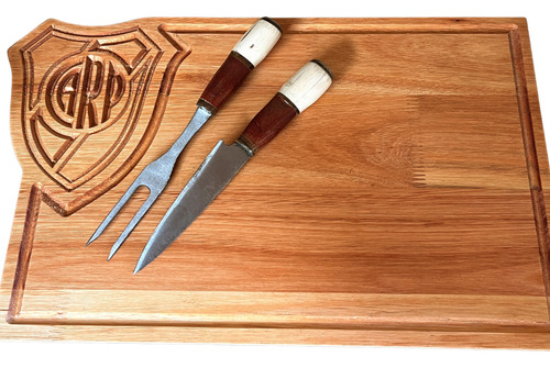 Tabla Asado De River Plate Grande + Kit Parrillero Picnic