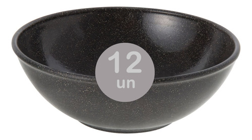 12un Tigela Bowl 1lt Salada Petisco Preto 18,5cm