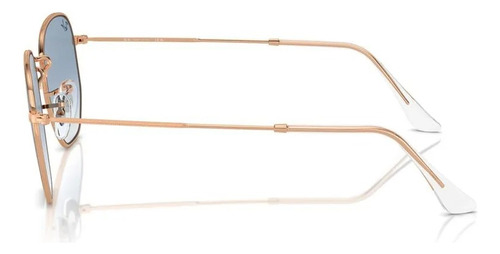 Gafas de sol hexagonales Ray Ban Rb3548 92023f, marco de oro rosa y oro rosa, varilla, lente azul