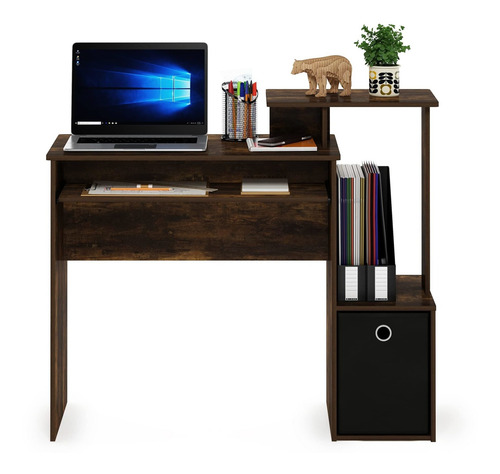 Escritorio De Madera Rectangular Con 3 Cajones Color Marron
