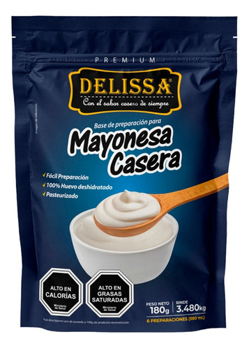 Mayonesa Casera Premium En Polvo Delissa 180 Grs