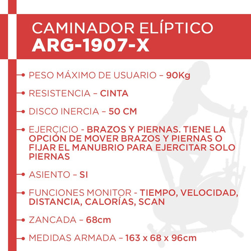 Imagen 5 de 10 de Caminador Eliptico Asiento Randers Arg1907 Escalador