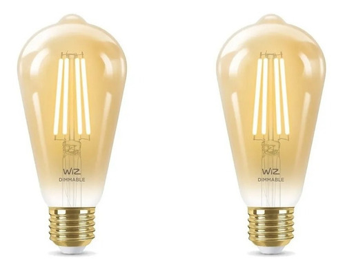 Imagen 1 de 9 de Lampara Led Wiz Wifi Filamento Edison E27 6.9w X2 Unidades