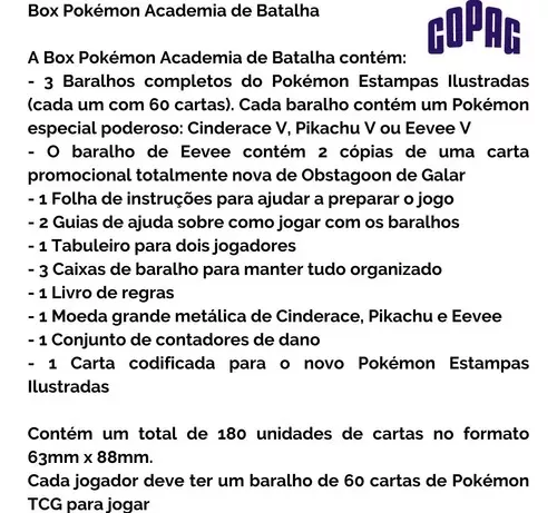 Cartas Pokémon Box Academia de Batalha 31495 - Copag - Deck de