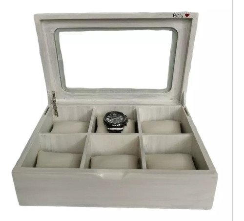 Caja Portarelojes Para 6 Relojes Color Blanco 