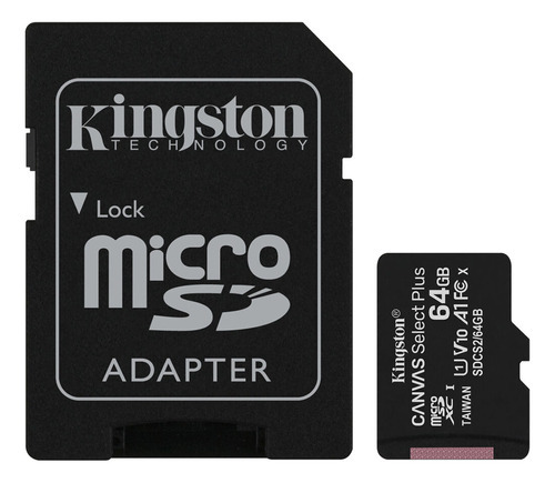 Cartão Memória 64gb 100mbs Microsd E Adapt Kingston