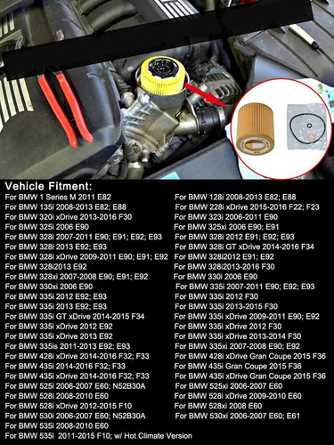 11427541827 Engine Oil Filter Element Set For Bmw E60 E65 E8