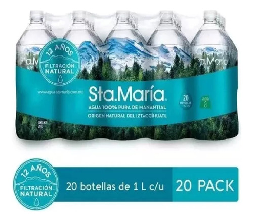 Agua De Manantial Sta María 20 Pack 1l