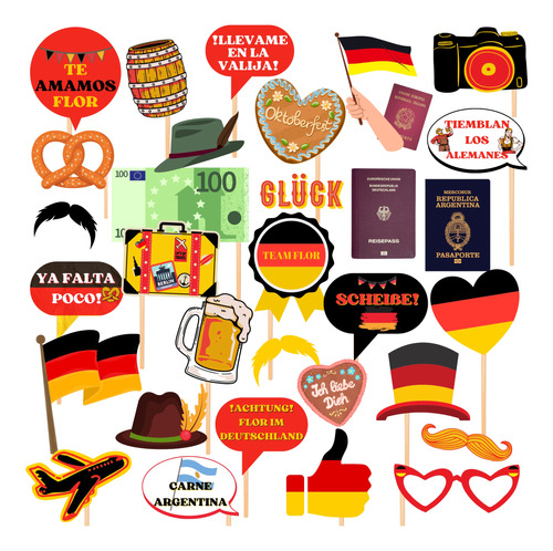 Kit Imprimible Viaje Despedida Alemania 59 Props Divertidos!