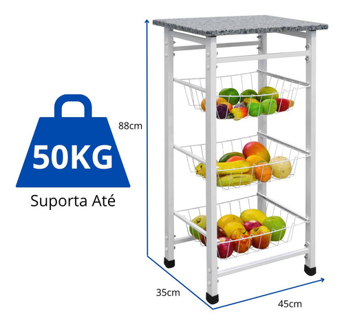 Fruteira De Chão Cozinha Para Micro-ondas Com Balcão