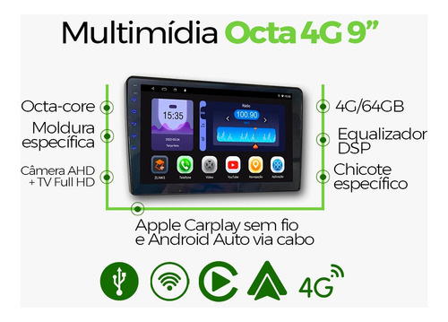 Multimídia Captur 2019 2020 2021 2022 Avançada V2 Octa 4g 9