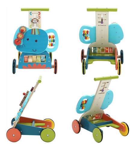 3 en 1 para usar como juguetes de empuje Labebe Baby Walkers amarillo león caminador de movilidad para 1 3 años azul Multi-functional Elephant 