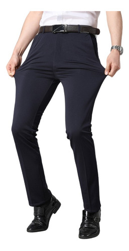 Pantalón De Traje Recto Ajustado Casual Para Hombre