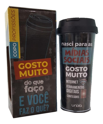 Copo De Viagem Profissões Mídias Sociais Gosto Muito 450ml