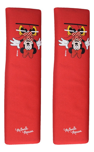 Juego Cubre Cinturon De Seguridad Auto Chicos Disney Minnie Color Rojo