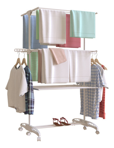 Rack Tendedero Con 6 Niveles Plegables Color Blanco